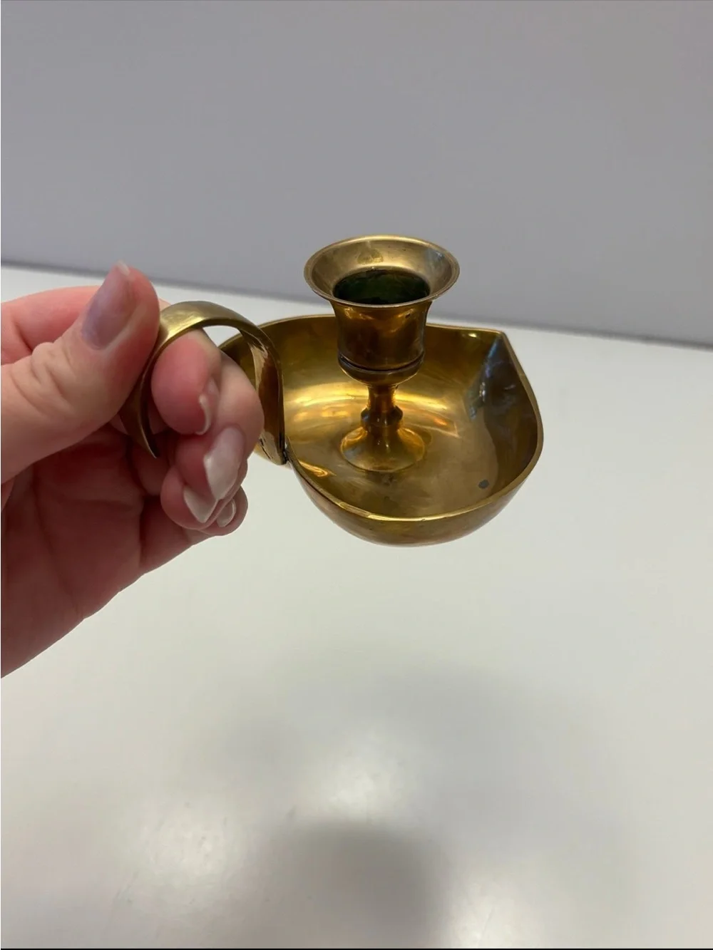 Vintage brass heart shaped candlestick holder